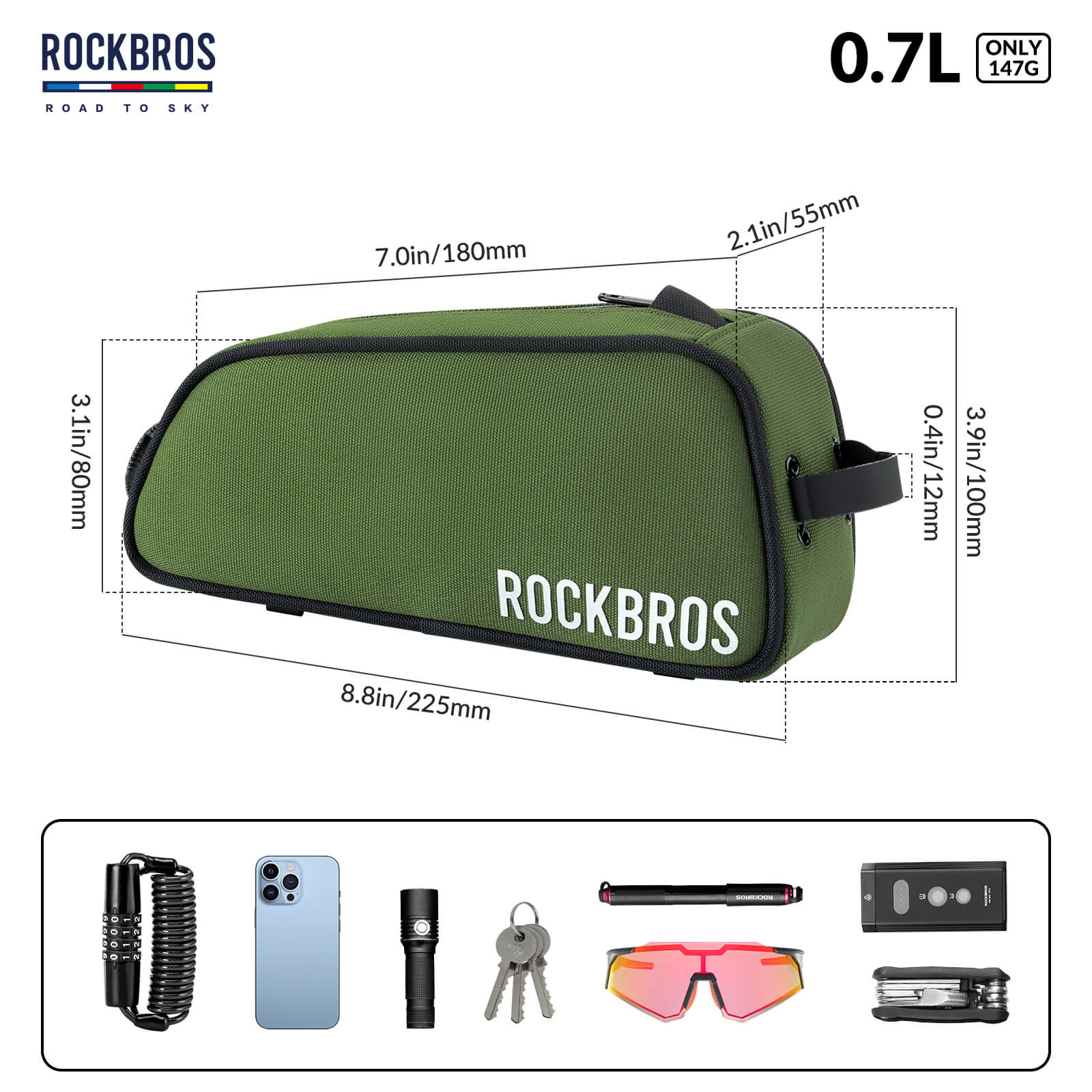 【ROAD TO SKY】Frame Cycling Bag with One-Click Lock and Available in Multiple Colours - Image 31