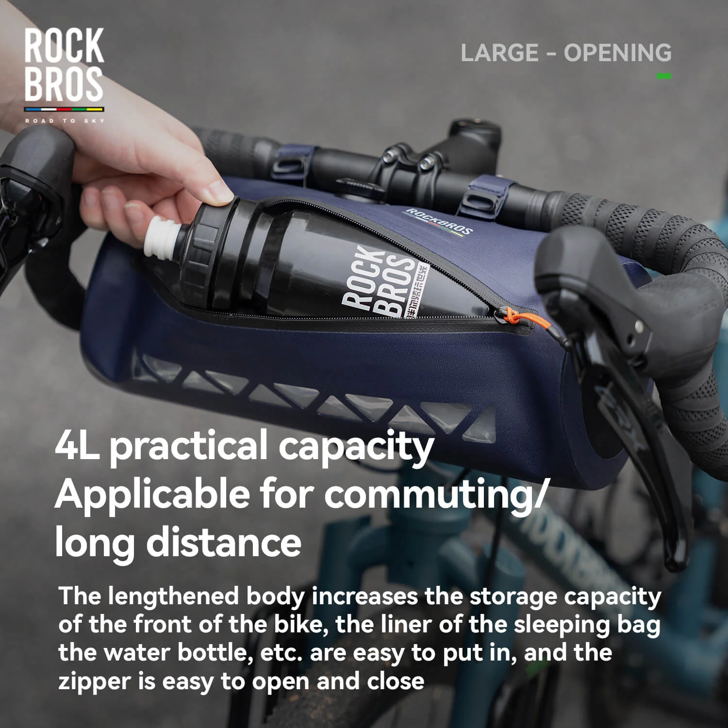 【ROAD TO SKY】Scratch-Resistant Bike Handlebar Barrel Bag 4L - Image 3