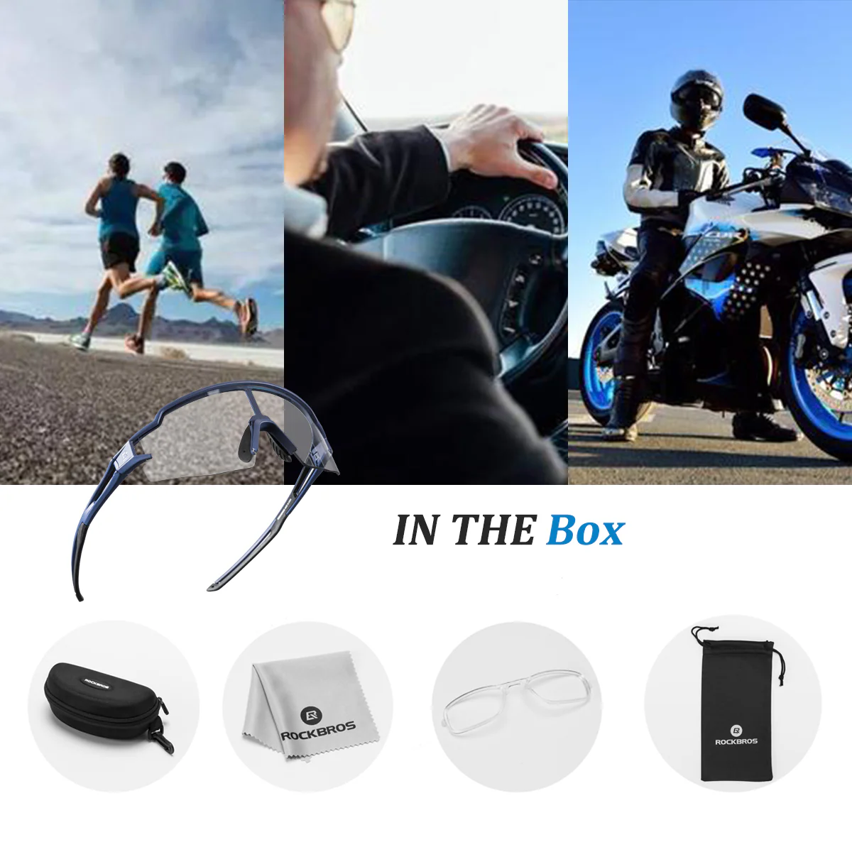 ROCKBROS Half Frame Photochromic Sport Sunglasses Cycling Bike Glasses UV400 - Image 7
