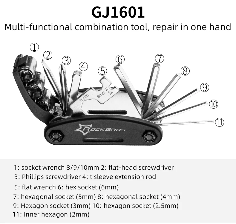 ROCKBROS 16-in-1 Portable Bike Repair Kit - Image 3