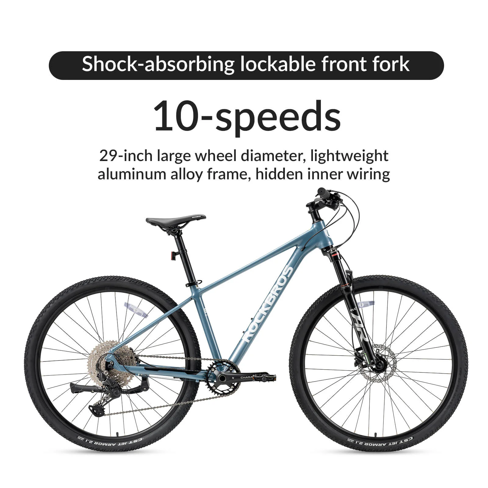 ROCKBROS 29 Inch Aluminium Mountain Bike with Hydraulic Disc Brakes & Gears - MT400 - Image 9