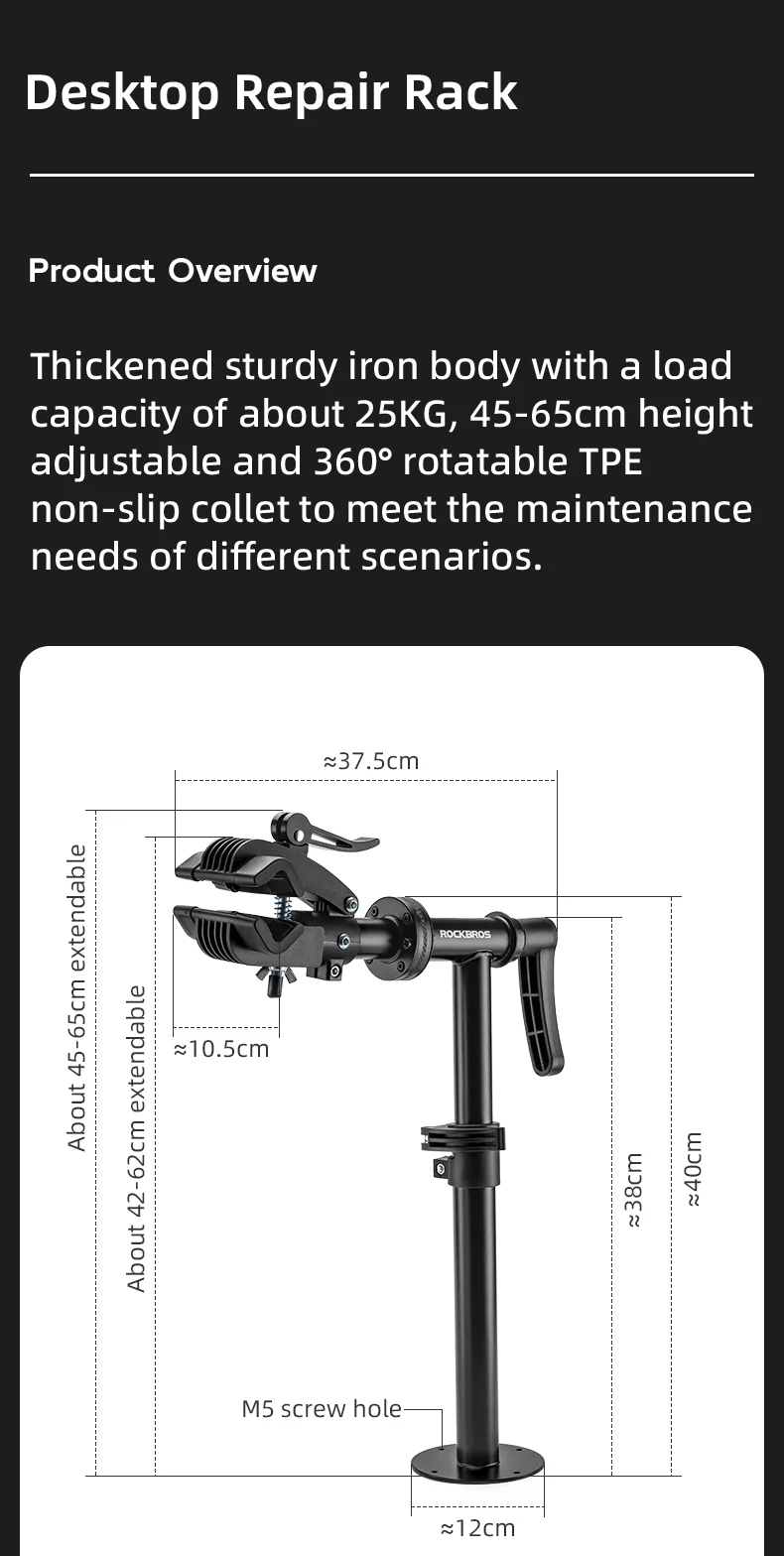 ROCKBROS Adjustable Bike Repair Stand Bench Mount Bicycle Desktop Workstand - Image 11