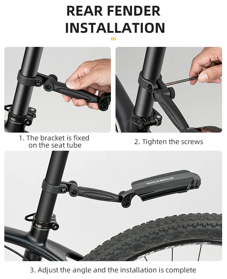 ROCKBROS Adjustable MTB Mountain Bike Mudguard Cycling Bicycle Front Rear Fenders - Image 11