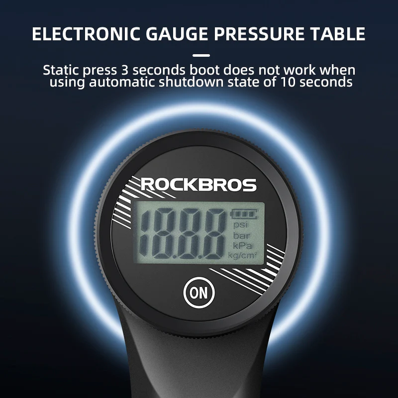 ROCKBROS Bicycle Bike Air Pump With Digital Gauge 320PSI High Pressure Presta/Schrader Valve - Image 3