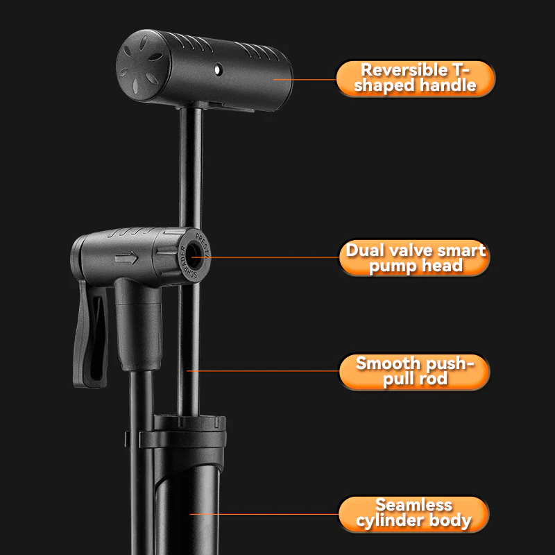 ROCKBROS Bicycle Bike Foot Pump With Gauge 120PSI Presta/Schrader Valve - Image 4