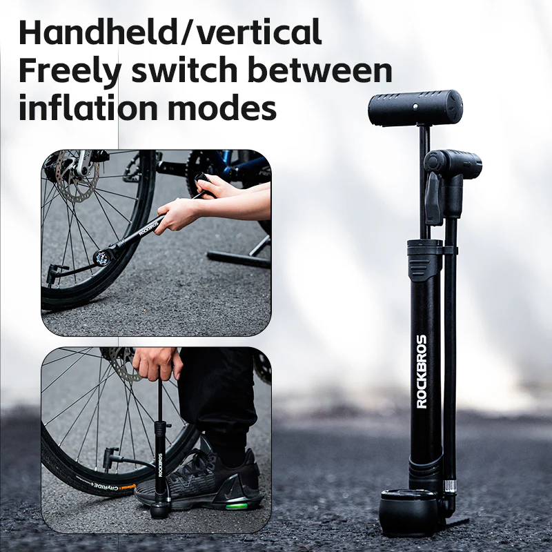 ROCKBROS Bicycle Bike Foot Pump With Gauge 120PSI Presta/Schrader Valve - Image 6