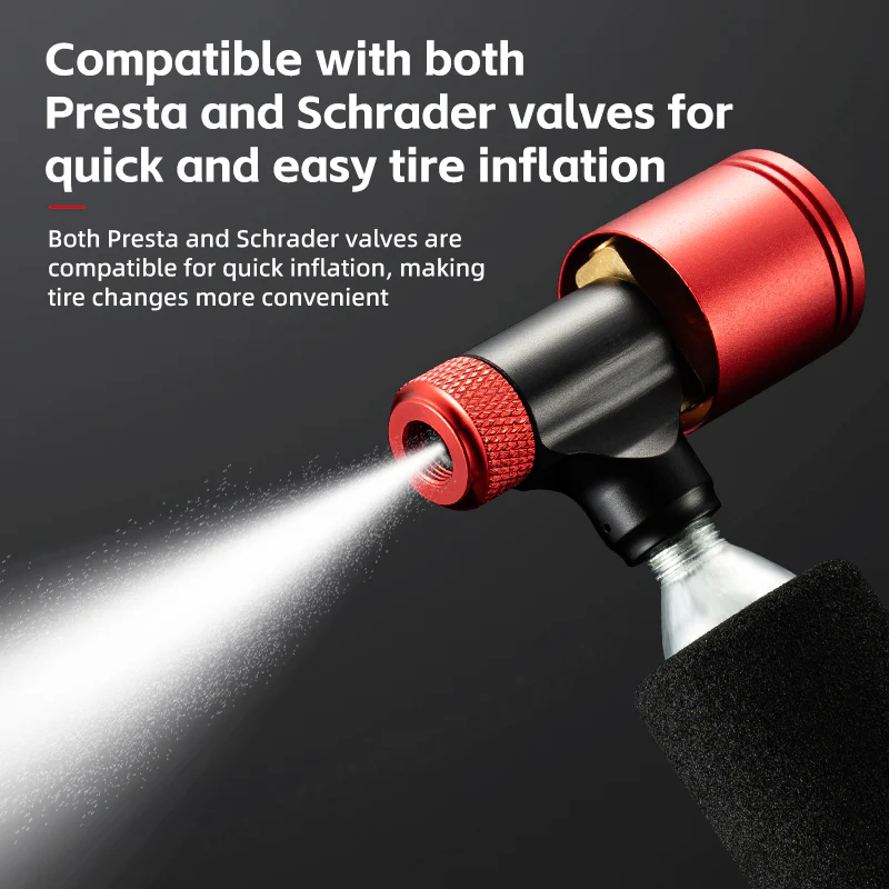 ROCKBROS Bicycle CO2 Pump Head With Guage Compact MTB Bike Tire Inflation Head - Image 3