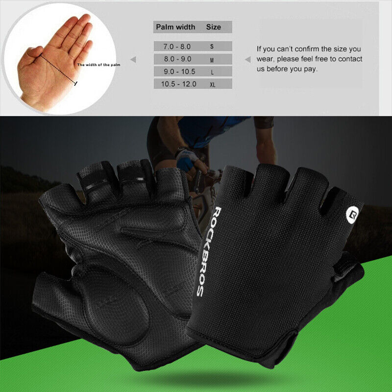 ROCKBROS Bicycle Cycling Gloves Fingerless Shockproof Breathable Leather Gloves - Image 5