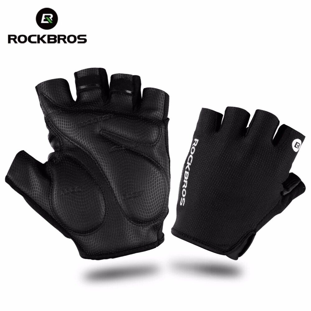 ROCKBROS Bicycle Cycling Gloves Fingerless Shockproof Breathable Leather Gloves - Image 6