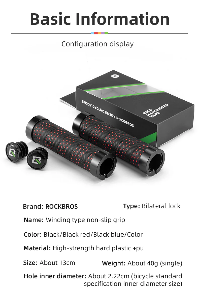 ROCKBROS Bicycle Handlebar Cover Mountain Bike Handlebar Locking Anti-skid Handlebar Grips PU Handle Grip Accessories - Image 5