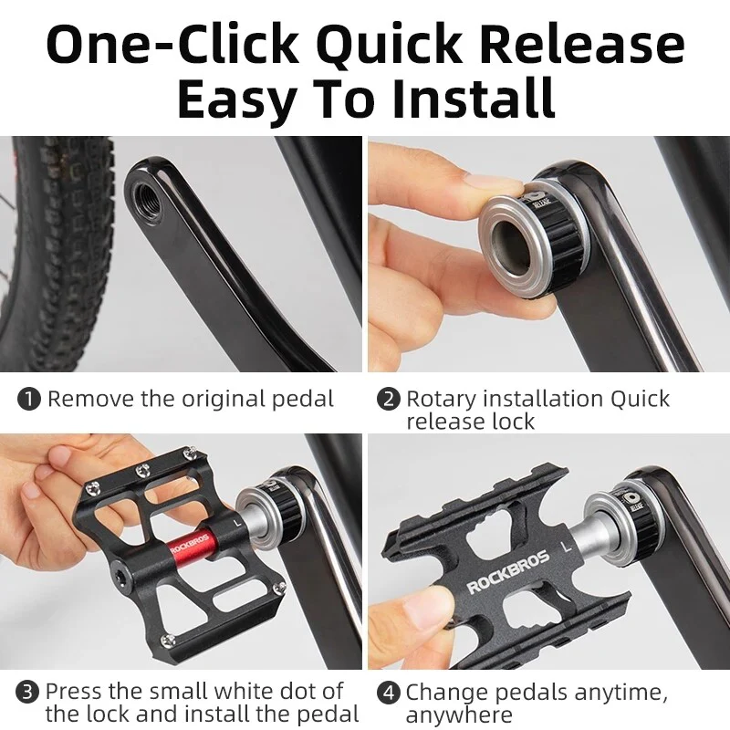 ROCKBROS Quick-Release Bike Pedals in Black (Pair) - Image 7