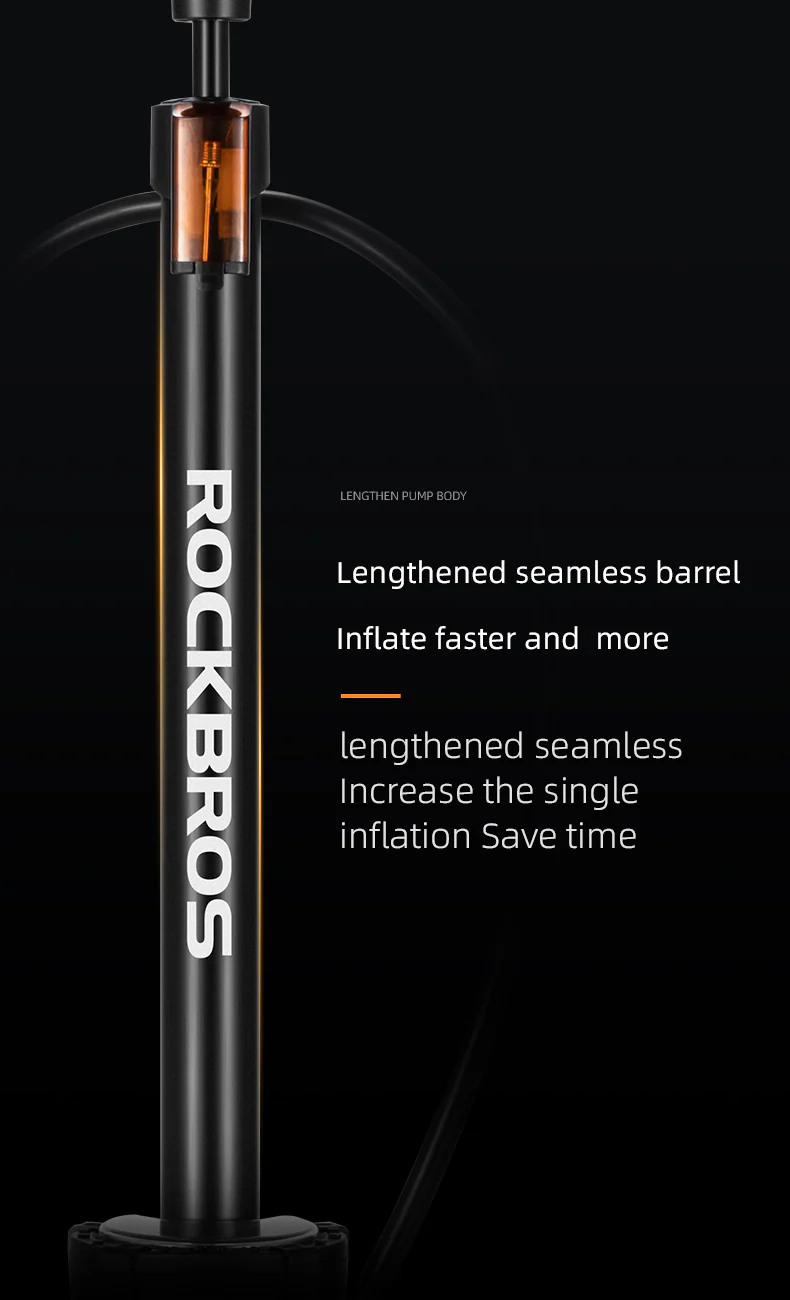 ROCKBROS Bicycle Floor Pump with Gauge 160 PSI High Pressure Tyre Inflator Schrader/Presta Valve For Bike Motorcycle Basketball - Image 18