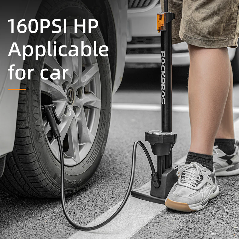 ROCKBROS Bicycle Floor Pump with Gauge 160 PSI High Pressure Tyre Inflator Schrader/Presta Valve For Bike Motorcycle Basketball - Image 6