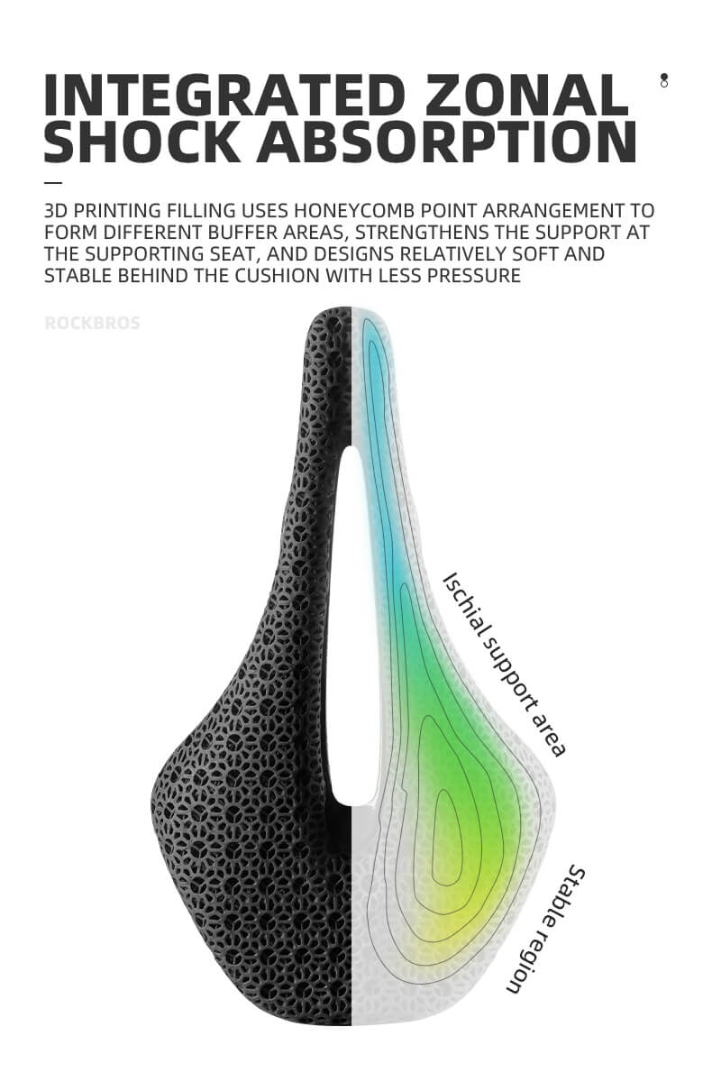 ROCKBROS Ultralight Carbon Fiber Road Racing Saddle - 3D Printed Hollow & Shockproof Design - Image 10