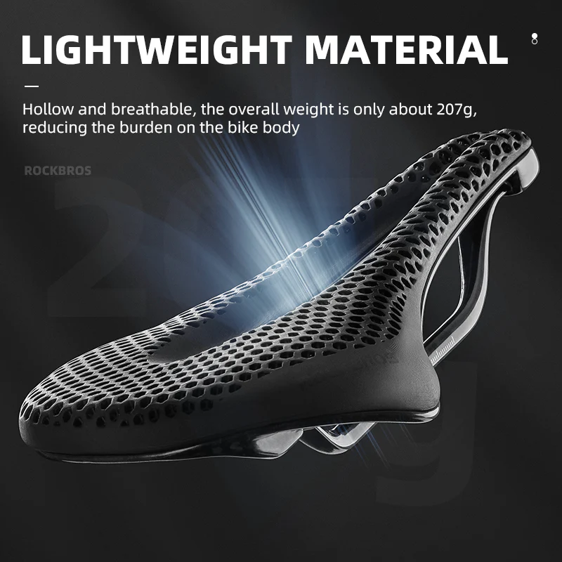 ROCKBROS Ultralight Carbon Fiber Road Racing Saddle - 3D Printed Hollow & Shockproof Design - Image 6
