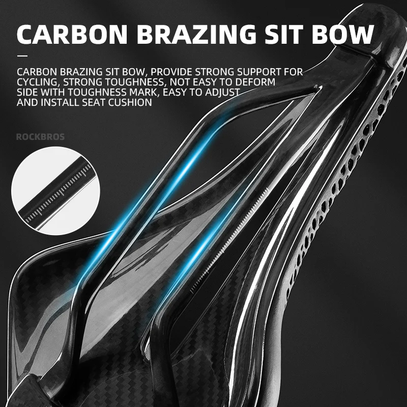 ROCKBROS Ultralight Carbon Fiber Road Racing Saddle - 3D Printed Hollow & Shockproof Design - Image 7