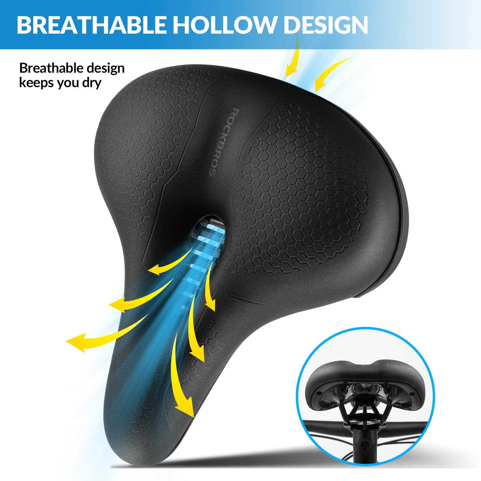 Comfort Bicycle Saddle Hollow Waterproof PU Leather - Image 16