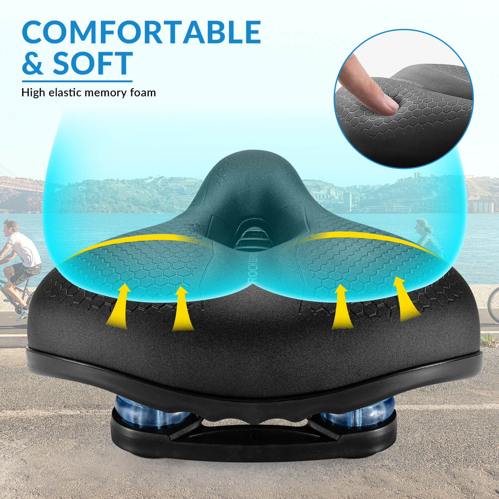Comfort Bicycle Saddle Hollow Waterproof PU Leather - Image 18