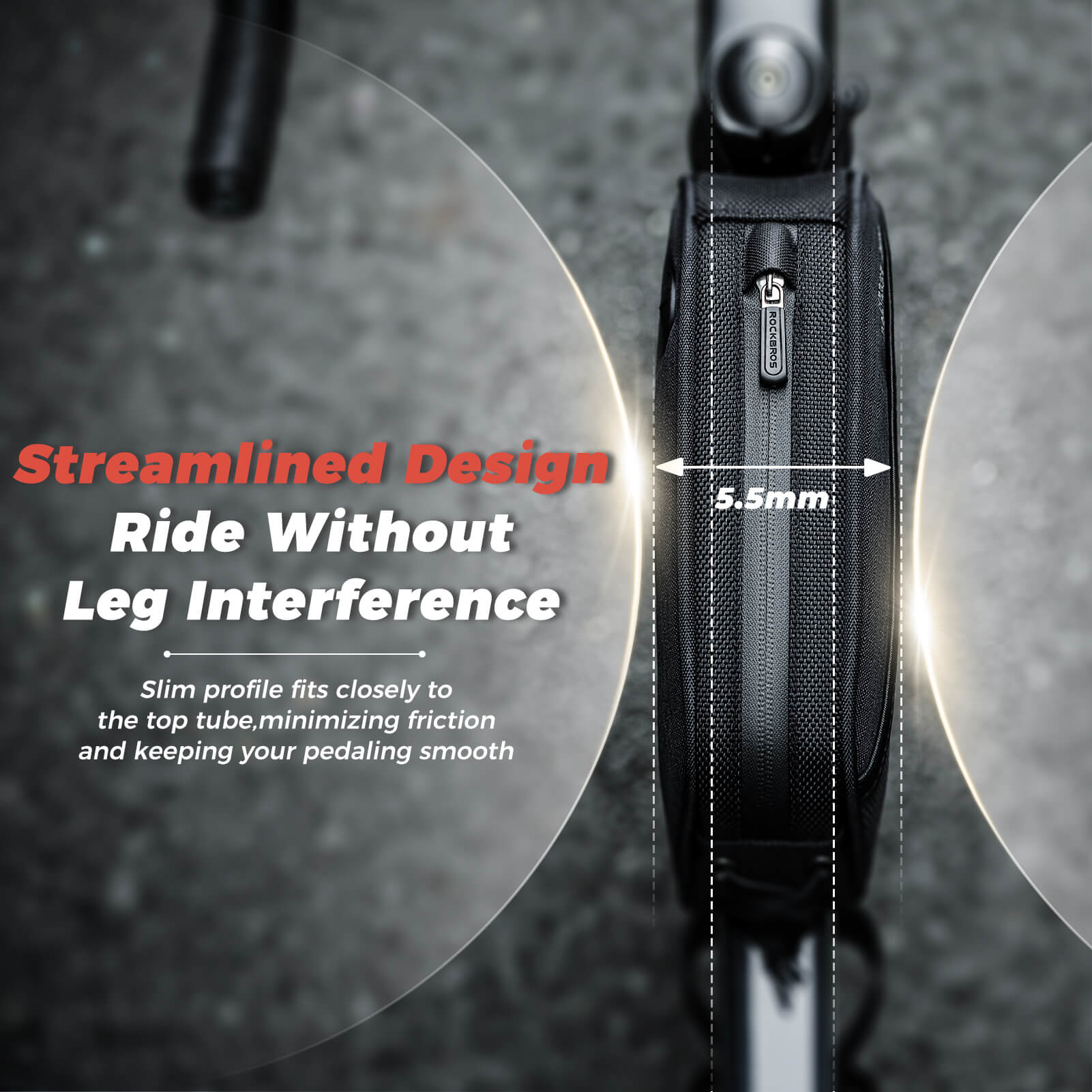 ROCKBROS Bicycle Top Tube Bag 1.3L Mountain Road Bike Frame Bag Reflective - Image 4