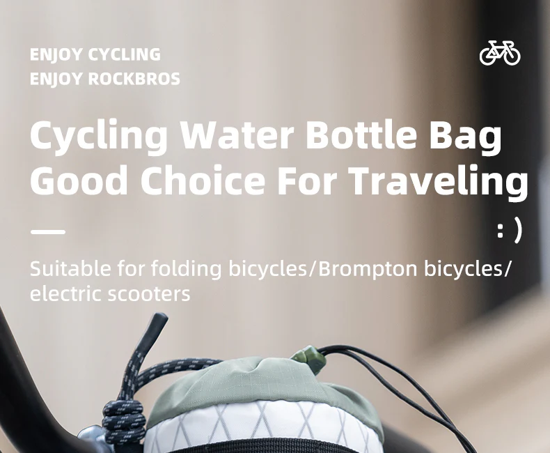 ROCKBROS Bicycle Water Bottle Bag Drawstring Adjustable Insulated Brompton Folding Bike Bag Portable Scooter Bag - Image 18