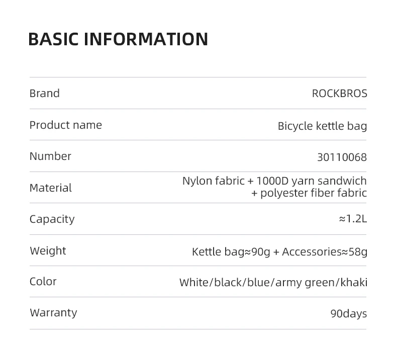 ROCKBROS Bicycle Water Bottle Bag Drawstring Adjustable Insulated Brompton Folding Bike Bag Portable Scooter Bag - Image 20