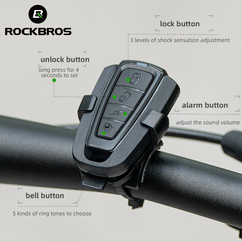 ROCKBROS Bike Horn Alarm with Remote 115dB Wireless Anti-Theft Vibration Bicycle Bell - Image 8