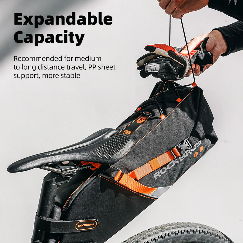 ROCKBROS Bike Bags Reflective Waterproof Large Capacity Bag Foldable Saddle Bags 10L - Image 3