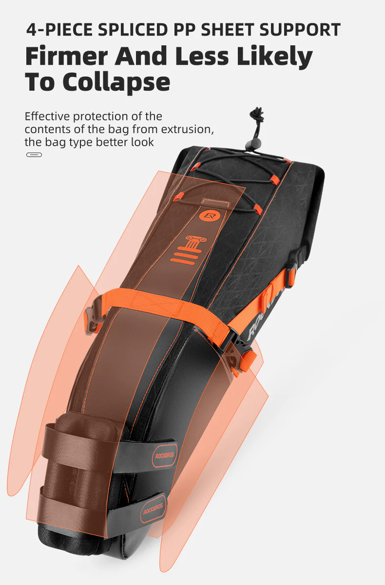 ROCKBROS Bike Bags Reflective Waterproof Large Capacity Bag Foldable Saddle Bags 10L - Image 6