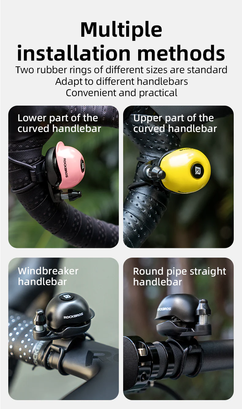 ROCKBROS Bicycle Bike Handlebar Bell 80dB Loud Sound Copper Alloy Alarm Ring Horn - Image 13