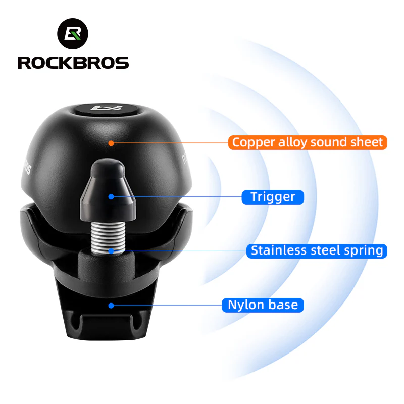 ROCKBROS Bicycle Bike Handlebar Bell 80dB Loud Sound Copper Alloy Alarm Ring Horn - Image 5