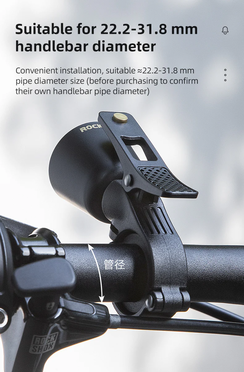 ROCKBROS Bike Bell Classic Bicycle Bell Mountain Bike Bells for Adults with Loud Sound and Fit for 0.87-1.25in/22.2-31.8mm Bicycle Handlebars - Image 11