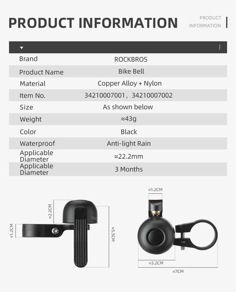 ROCKBROS Bike Bell Copper Alloy Durable Bicycle Bell with Clear&Long Sound Bike Ring Bell - Image 11