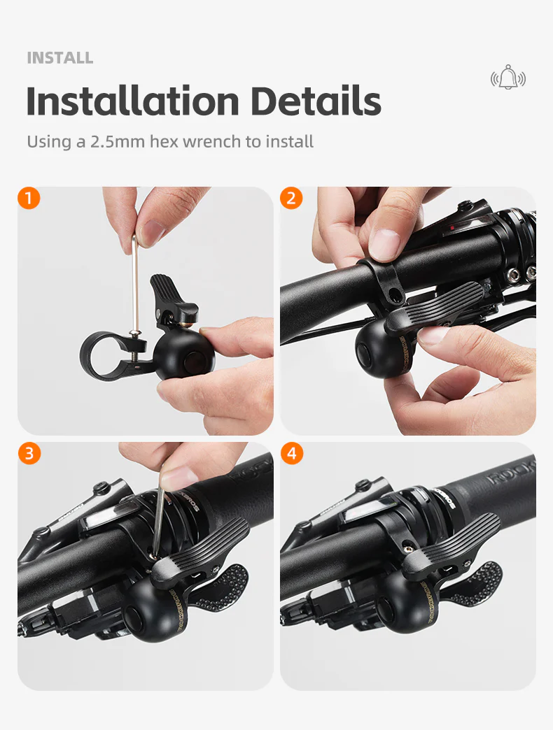 ROCKBROS Bike Bell Copper Alloy Durable Bicycle Bell with Clear&Long Sound Bike Ring Bell - Image 14