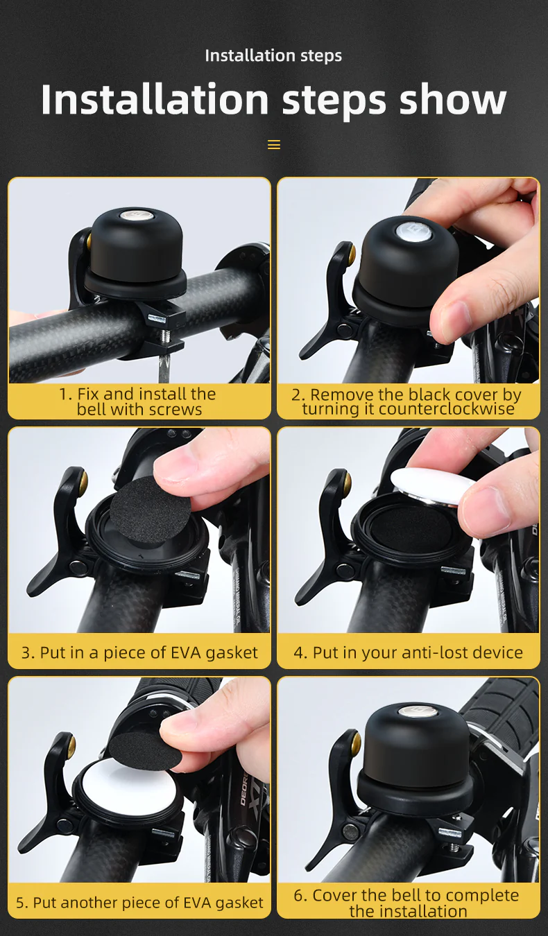 ROCKBROS Bike Bell Ring Horn Classic Bicycle Bell Anti-Theft for Adults Suitable for 0.87‘’/22.2mm Diameter Handlebar - Image 16