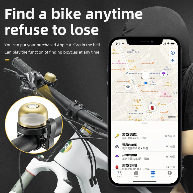 ROCKBROS Bike Bell Ring Horn Classic Bicycle Bell Anti-Theft for Adults Suitable for 0.87‘’/22.2mm Diameter Handlebar - Image 6