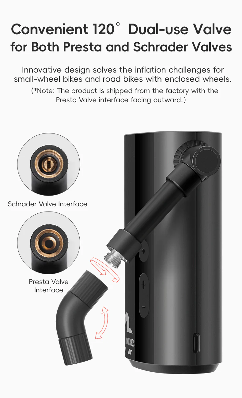 ROCKBROS Electric Bike Tire Pump Portable Motorcycle Bicycle Tyre Air Inflator 150PSI - Image 19