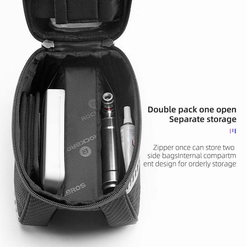 ROCKBROS Double Zipper Bike Front Frame Bag: Top Tube Handlebar Phone Holder - Image 4