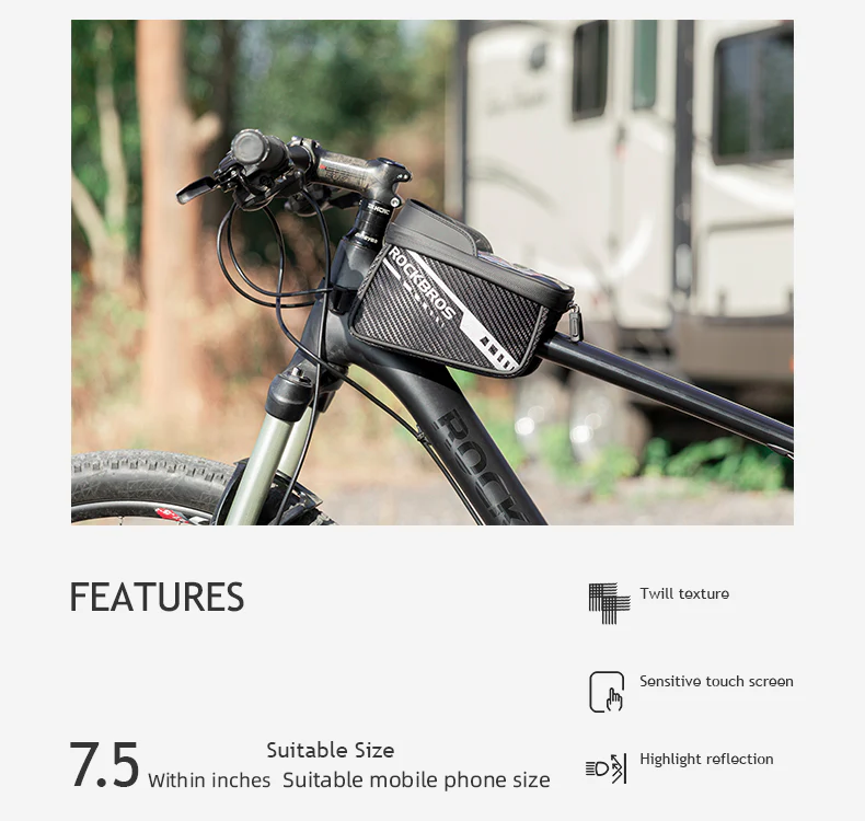 ROCKBROS Double Zipper Bike Front Frame Bag: Top Tube Handlebar Phone Holder - Image 6