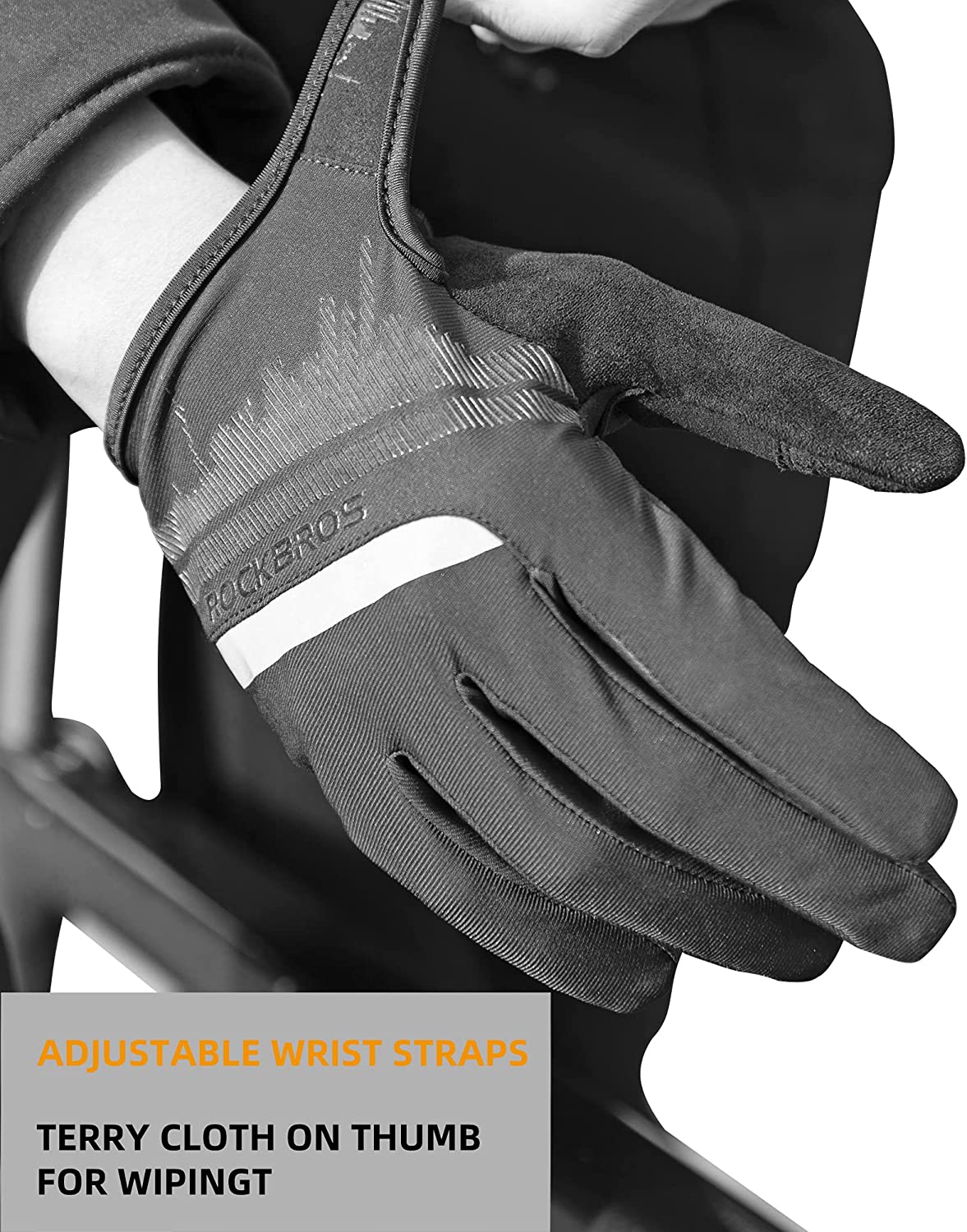 Rockbros- Bike Gloves Mens Cycling Gloves Touch Screen Anti-Slip MTB Road Biking Gloves Breathable Full Finger Bicycle Gloves for Outdoor Sports - Image 4