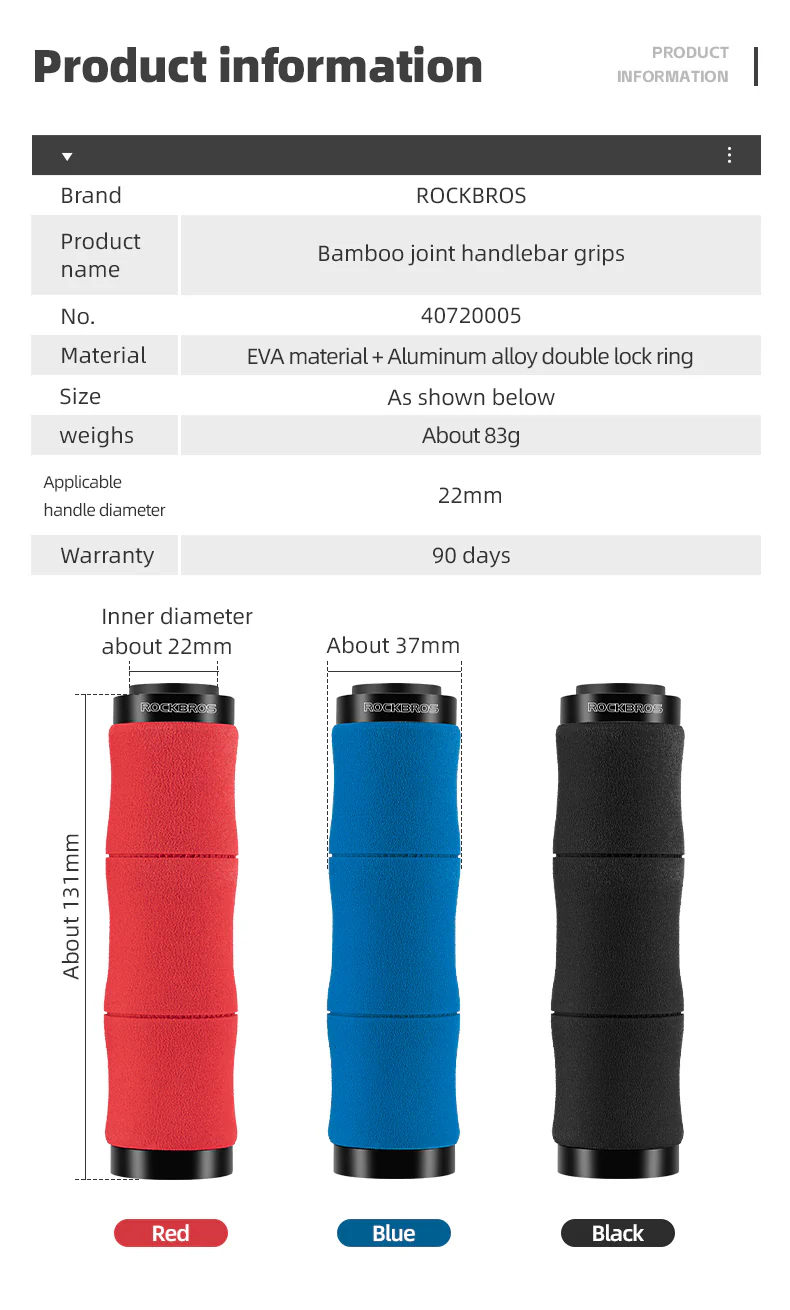 ROCKBROS Bike Grips Shock Absorption Foam Bike Handle Grips Soft Comfortable Non-Slip Double Locked on - Image 10