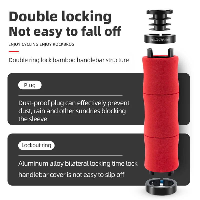 ROCKBROS Bike Grips Shock Absorption Foam Bike Handle Grips Soft Comfortable Non-Slip Double Locked on - Image 6