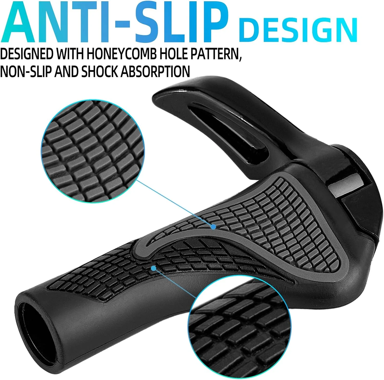 ROCKBROS Bike Grips Single Lock-on Bicycle Handlebar Non-Slip Mountain Bike Handlebar Comfortable Shockproof Grips for BMX, MTB, Beach Cruiser, Scooter - Image 3