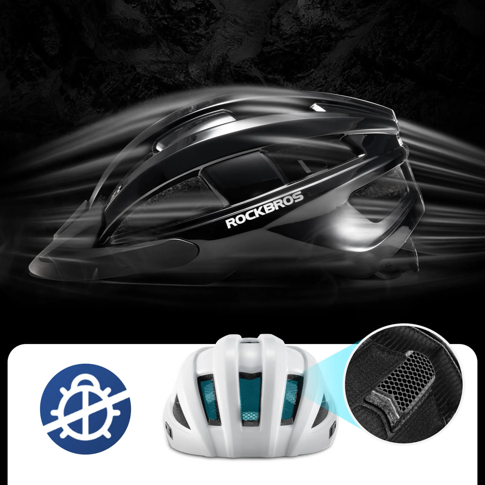 ROCKBROS Bike Helmet with Photochromic Goggles and Rechargeable Tail Light - Image 6