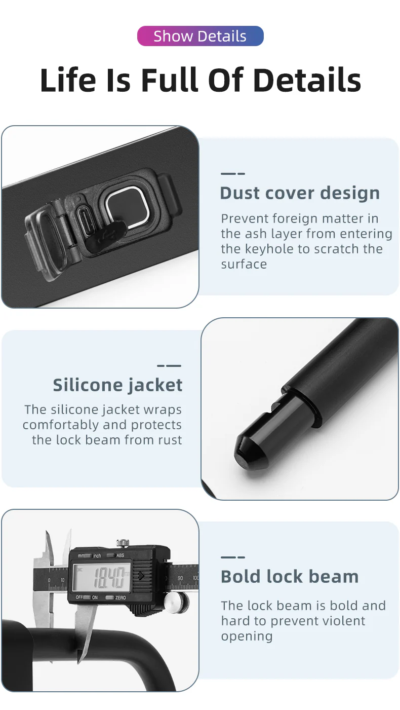 ROCKBROS Bike Lock Smart Fingerprint Key MTB Motor Key USB Repetitive Power Portable - Image 10