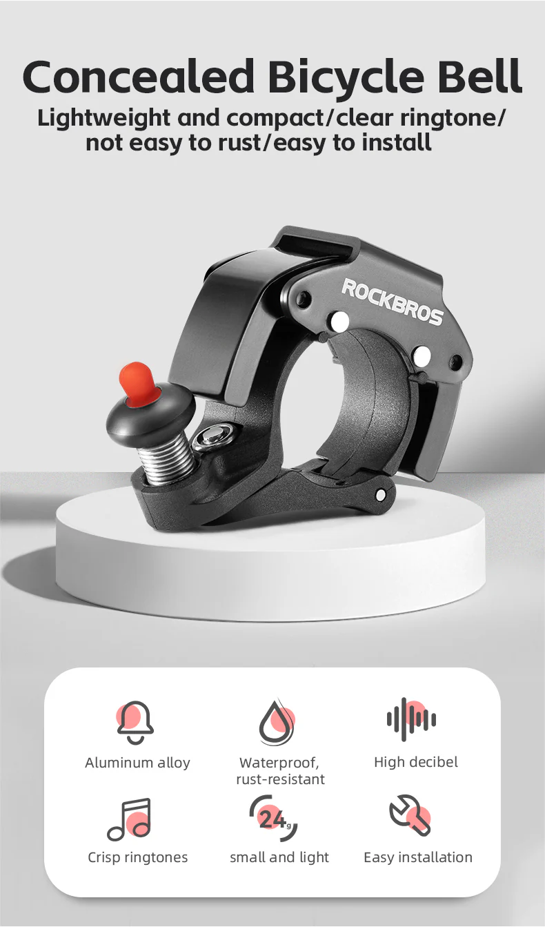 ROCKBROS Bike Bicycle Mini Hidden Bell Loud Sound 100dB Safety Cycling Accessories - Image 13