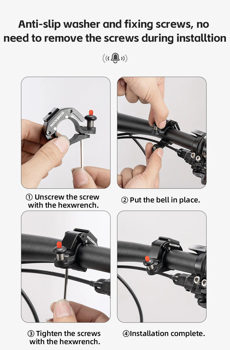 ROCKBROS Bike Bicycle Mini Hidden Bell Loud Sound 100dB Safety Cycling Accessories - Image 15