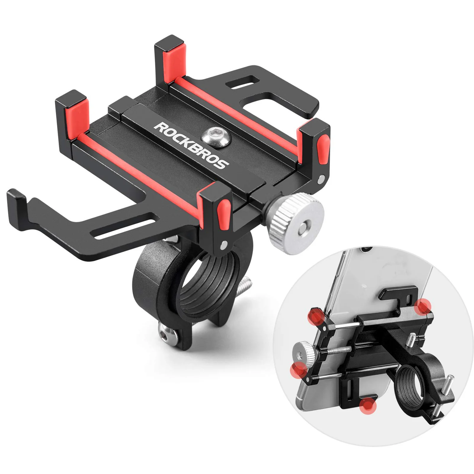 ROCKBROS Aluminium Bike Handlebar Phone Holder Adjustable - Image 3