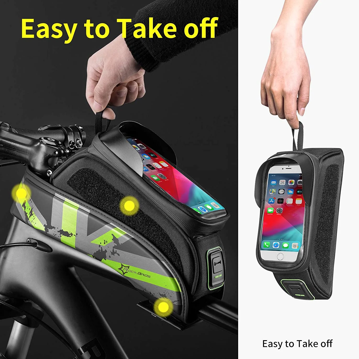 Rockbros-Bike Phone Bag Bike Front Frame Bag Sensitive Touch Screen - Image 4