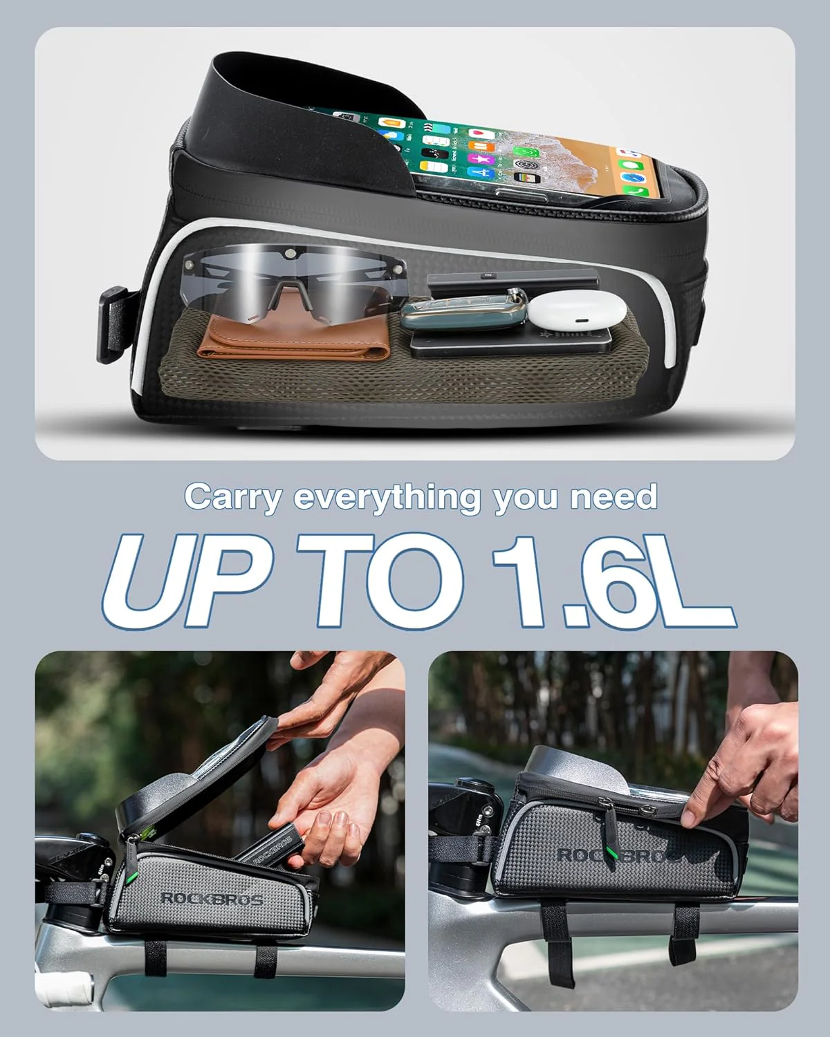 Rockbros-Top Tube Bike Bag With Phone Case Holder - Image 5
