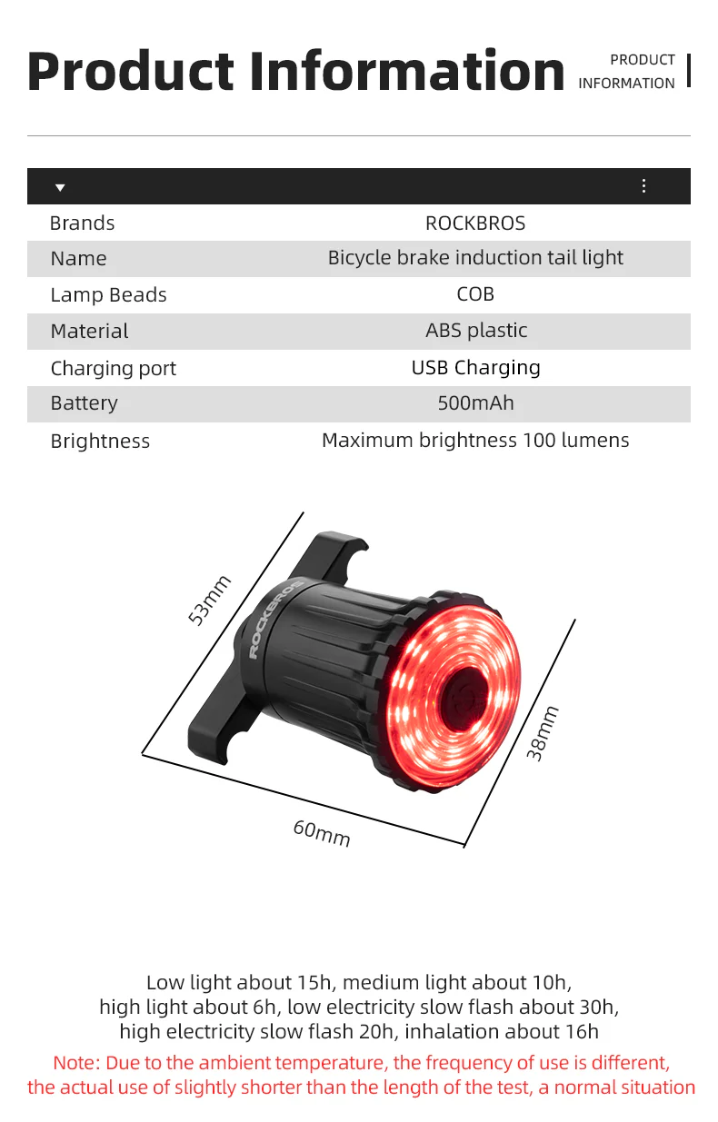 ROCKBROS Smart Brake Sensing Tail Light WR05 - Image 10